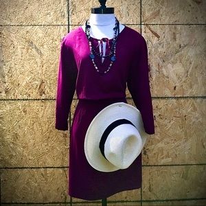 Divided Plum 3/4 sleeve A-line dress